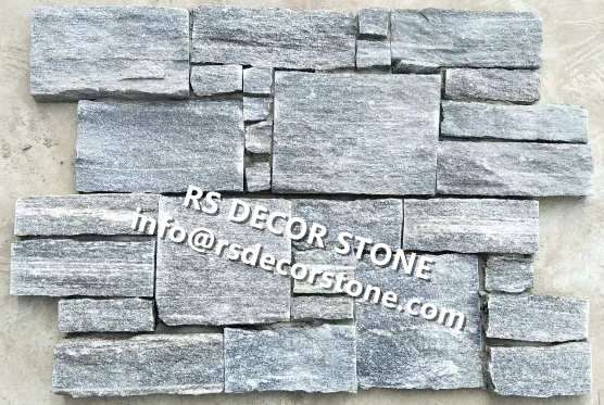 Grey Mica Stacked Stone(With Cement And Mesh)