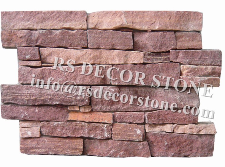 Red Sandstone Stacked Stone(With Cement And Mesh)