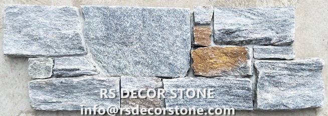 Sage Green Quartzite Stacked Stone(With Big Piece,Cement And Mesh Backing)