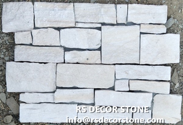 White Sandstone Stacked Stone(With Cement And Mesh)Panel