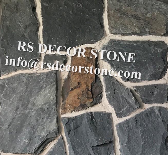 Black Slate Mosaic Thin Stone Veneer