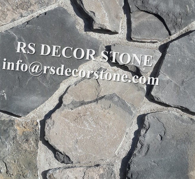 Charcoal Gray Limestone Mosaic Thin Stone Veneer