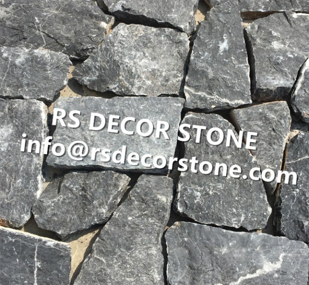 Deep Black Limestone Mosaic Thin Stone Veneer