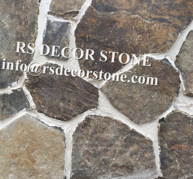 Deep Rusty Limestone Mosaic Thin Stone Veneer