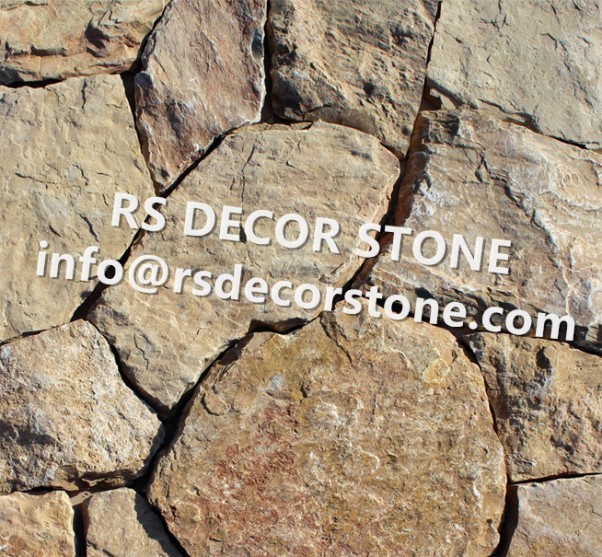 Deep Yellow Limestone Mosaic Thin Stone Veneer