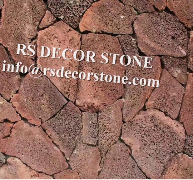 Red Lavastone Mosaic Thin Stone Veneer
