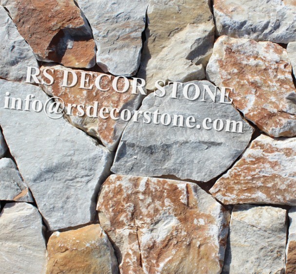 White And Red Limestone Mosaic Thin Stone Veneer
