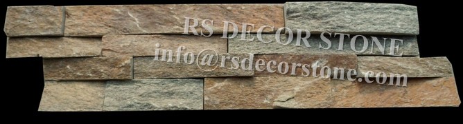 Antiqued Yellow Quartzite Stacked Stone Panel