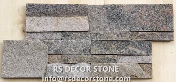 Grey With Pink Quartzite S Shape Stone Wall Panel