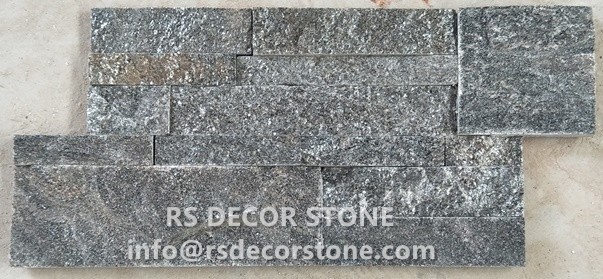 Metal Grey Quartzite S Shape Stone Wall Covering