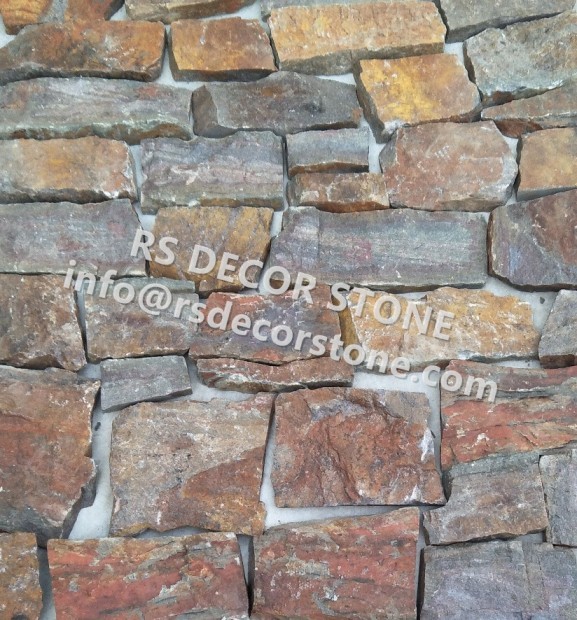 Red Rusty Conglomerate Rock Ledgestone