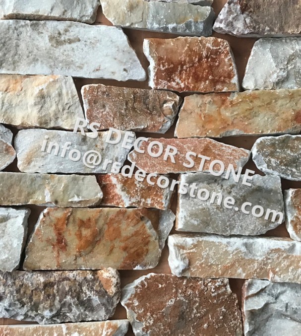 White And Red Limestone Ledgestone Thin Stone Veneer